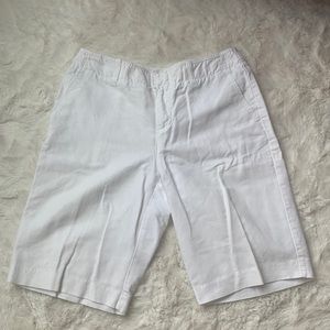 White linen shorts